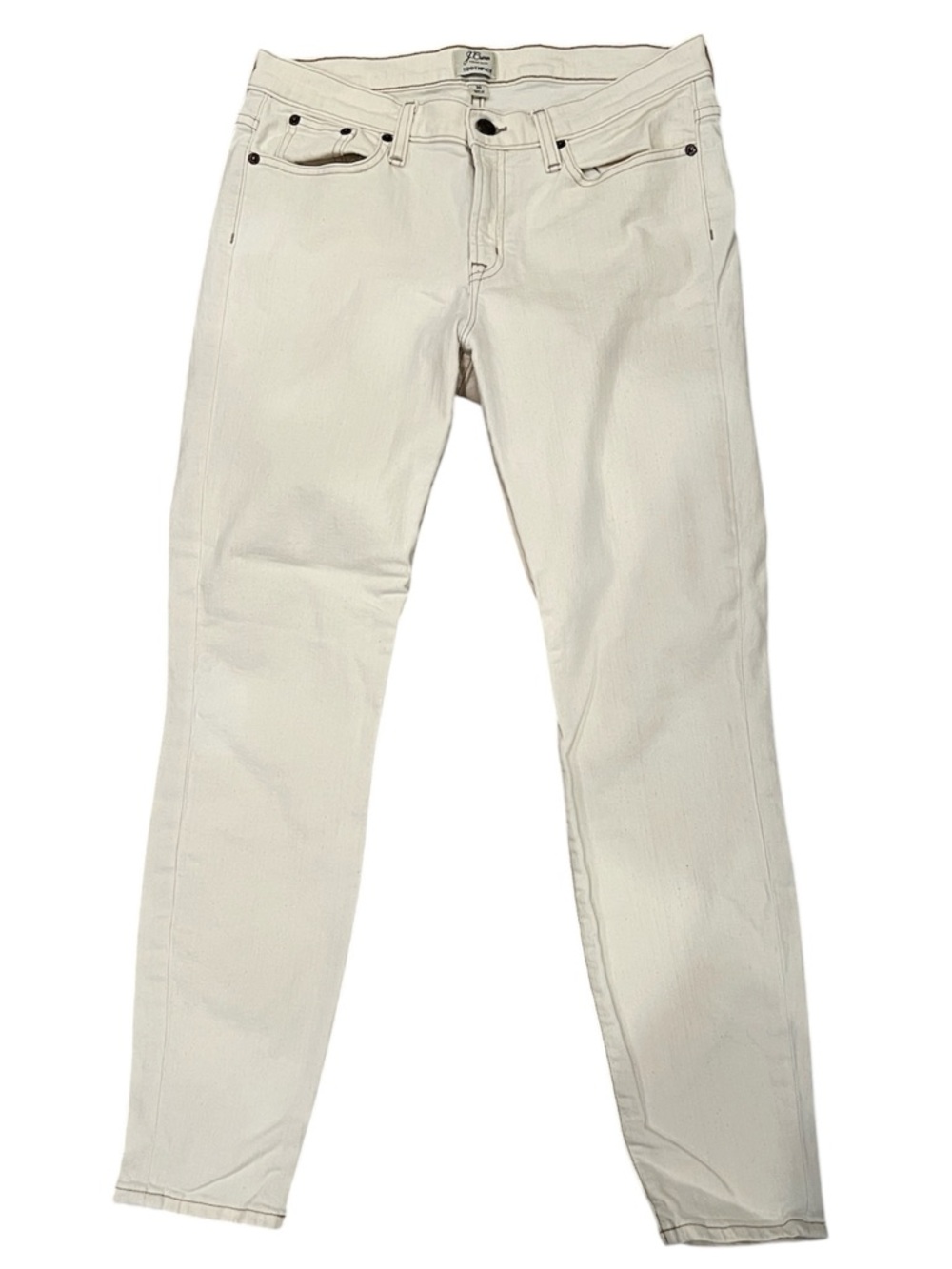 J. Crew Toothpick Cotton Stretch Jeans in Off White/Ivory Size 30